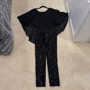 Venus black jumpsuit with a cover at the top size 4 and black sequin pant